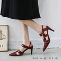 Women's Fashion Leather High Heel Toe Cap Sandals