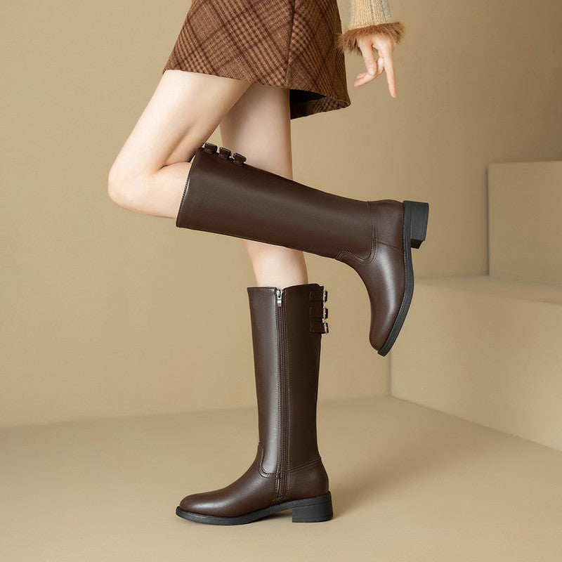 New Fallwinter Retro Chunky-soled Equestrian Boots For Petite Women