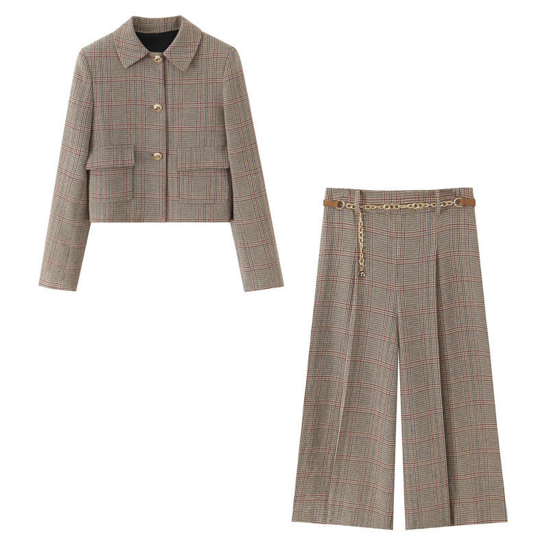 Womens Stylish Cropped Blazer And Pants Set
