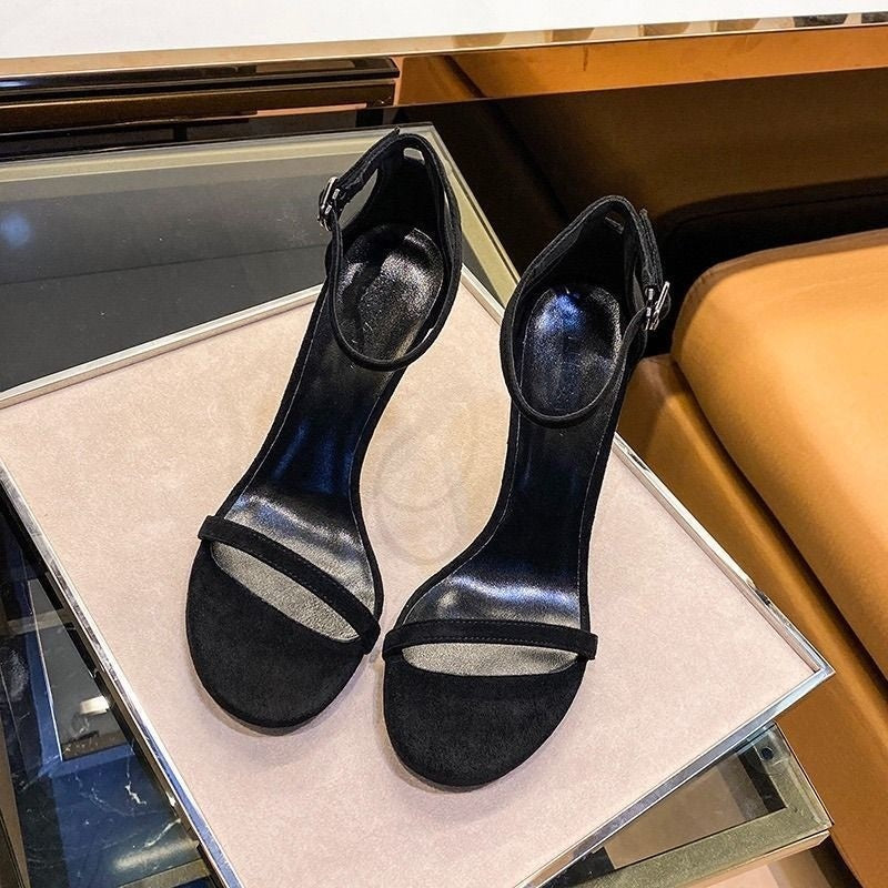 Summers New Black Stiletto Heels With A Strappy Designsleek Sexy And Perfect For The Season